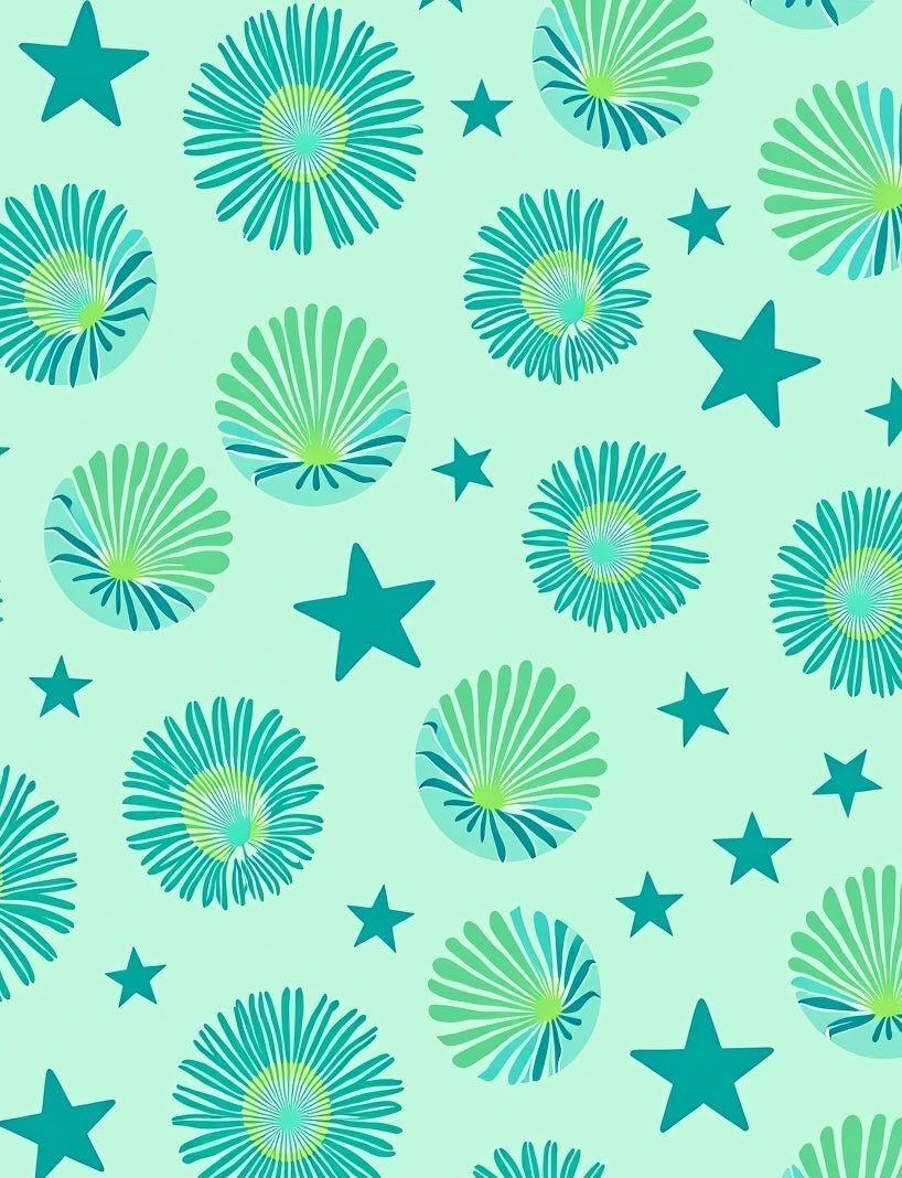 Teal Floral Star Background Rug