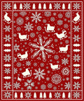 Red White Winter Sleigh Snowflake Trees Rug