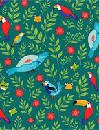Tropical Birds and Frogs Foliage Rug