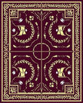 Ornate Crimson Golden Floral Border Rug
