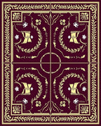 Ornate Crimson Golden Floral Border Rug