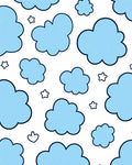 Light Blue Sky Clouds Stars Rug