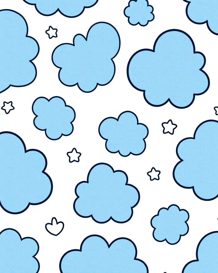 Light Blue Sky Clouds Stars Rug
