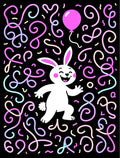 Happy White Bunny Confetti Balloon Swirls Rug
