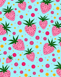 Playful Pink Strawberry Polka Dot medley Rug
