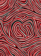 Bold Red Cream Swirling Lines Rug