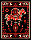 Red Horse Tribal Mandala Rug