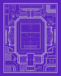Blue Stadium Blueprint Geometric Lines Rug