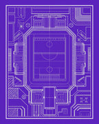 Blue Stadium Blueprint Geometric Lines Rug
