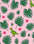 Green Dinosaurs and Tropical Leaves Rug