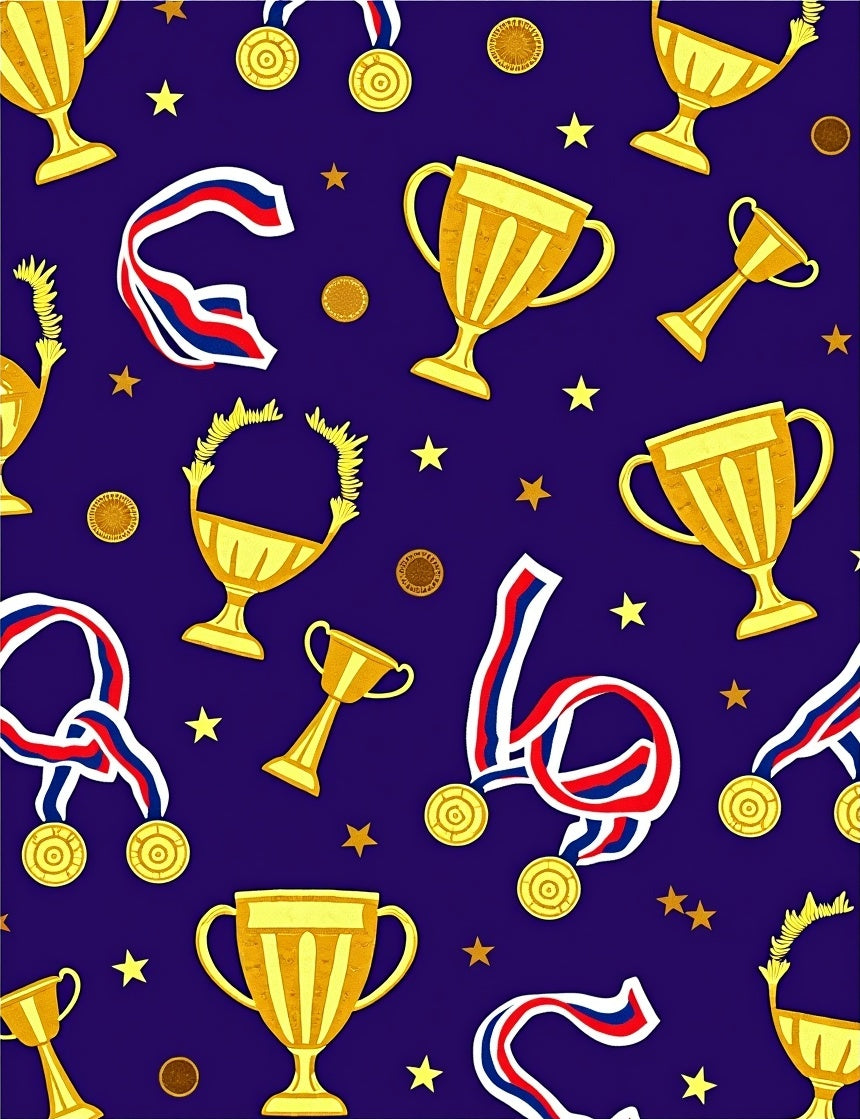 Gold Trophy and Medal Celebration Rug