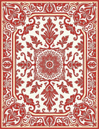 Cardinal Red Floral Symmetry Rug