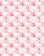 Pink Contemporary Abstract Line Drawing Faces Rug