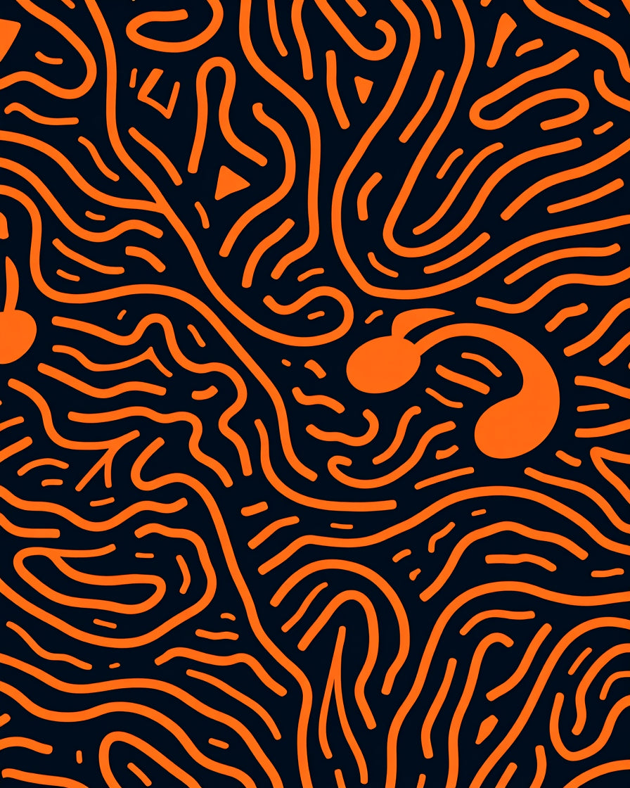 Bold Orange Wavy Lines Rug