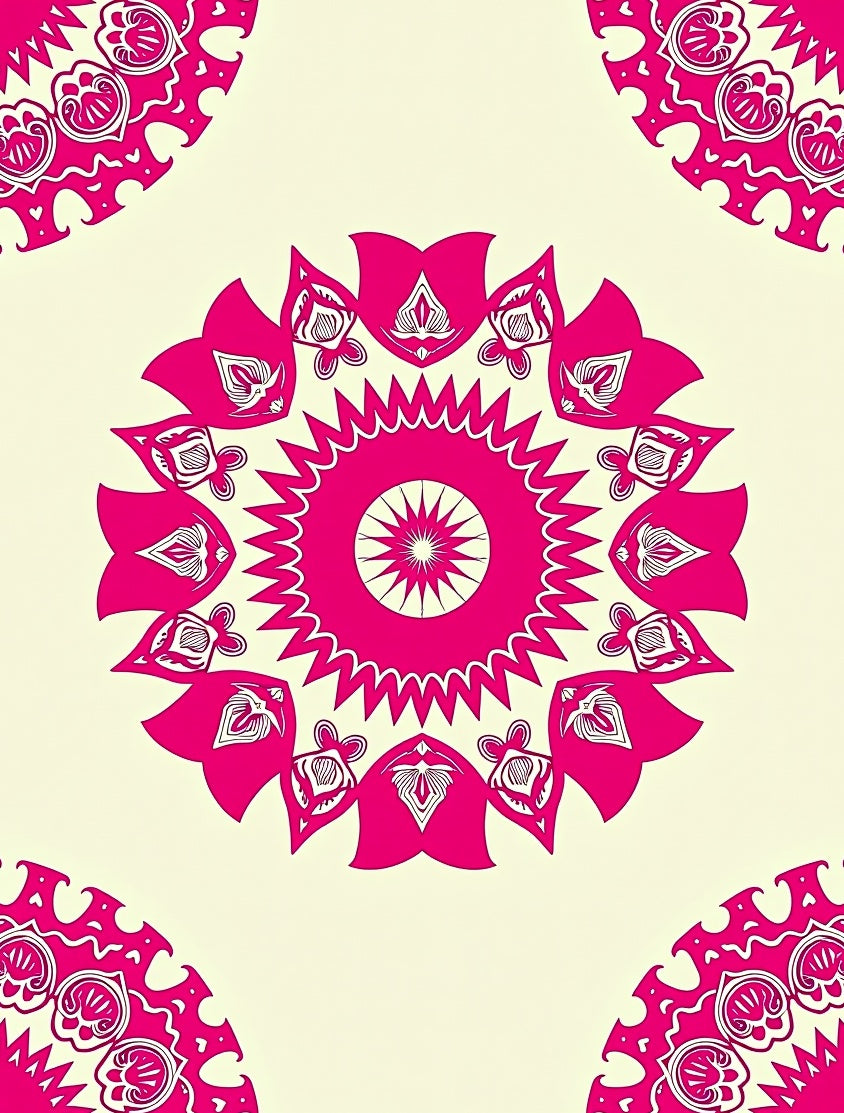 Vibrant Pink Mandala Radial Starburst Rug