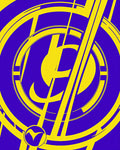 Bold Yellow Over Purple Abstract Circular Rug