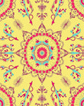 Vibrant Yellow Pink Mandala Flourish Rug