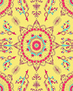 Vibrant Yellow Pink Mandala Flourish Rug