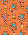 Playful Orange Creature Alphabet Circuit Rug