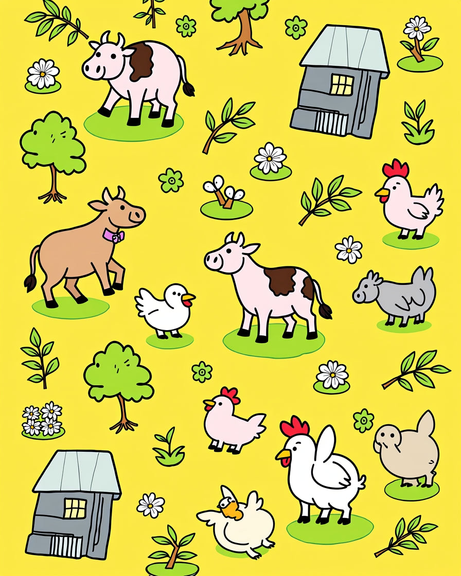 Farm Animals and Countryside Fun Rug