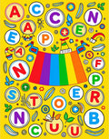 Rainbow Alphabet Circus Round Yellow Rug
