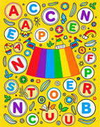Rainbow Alphabet Circus Round Yellow Rug