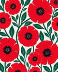 Crimson Poppy Blossom Floral Garden Rug