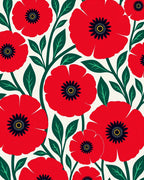 Crimson Poppy Blossom Floral Garden Rug