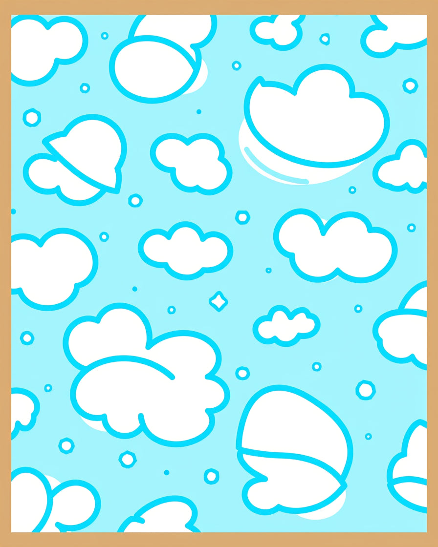 Whimsical Blue Sky Cloud Scatter Rug