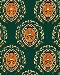 Emerald Orange Oval Laurel Wreath Rug