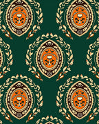Emerald Orange Oval Laurel Wreath Rug