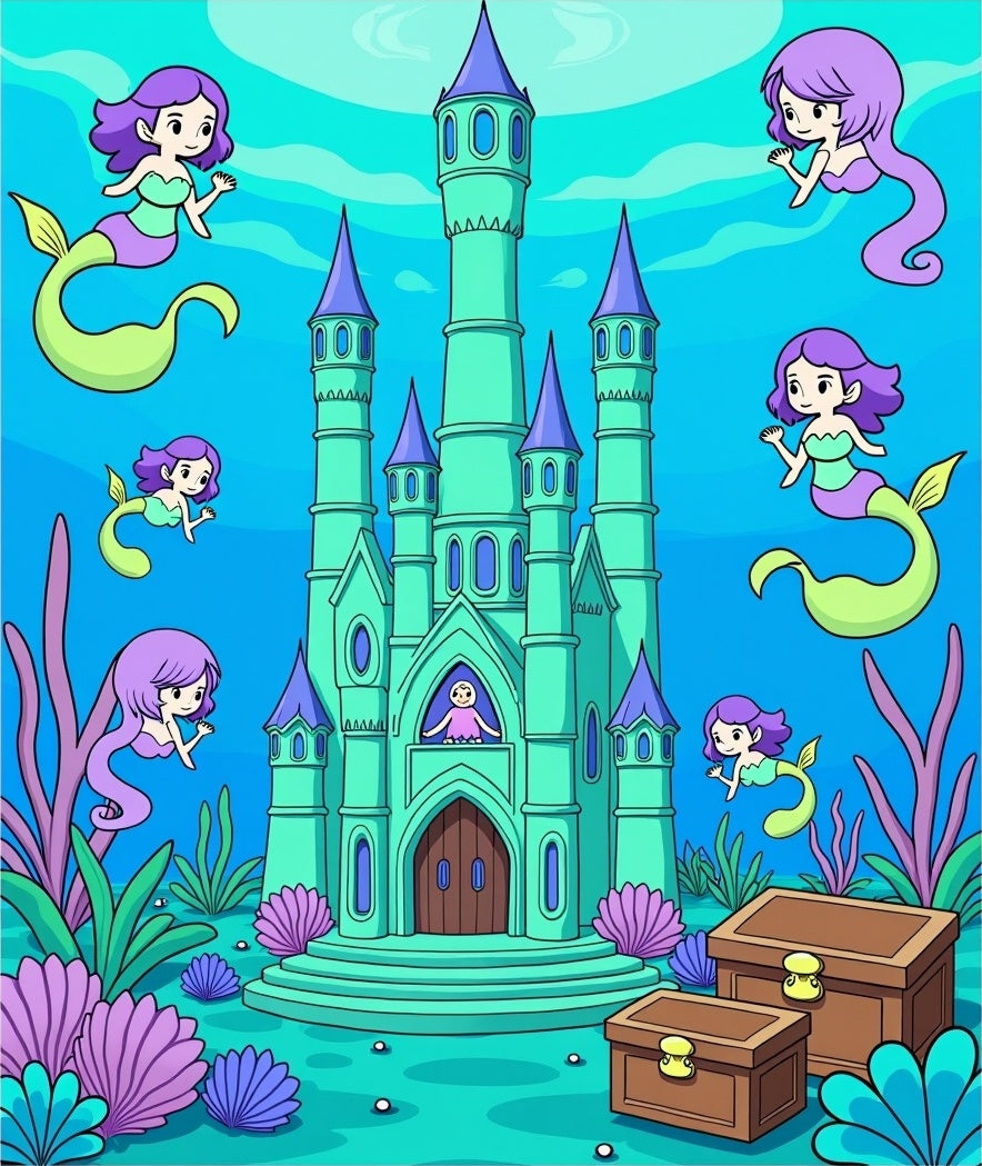 Mermaid Castle Ocean Fantasy Rug