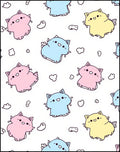 Cute Pastel Kawaii Kitty Cats Scattered Rug