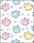 Cute Pastel Kawaii Kitty Cats Scattered Rug