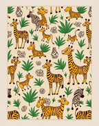 Whimsical Safari Animals Green Foliage Rug