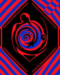 Spiritual Red Blue Swirl Figure Icon Rug