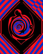 Spiritual Red Blue Swirl Figure Icon Rug