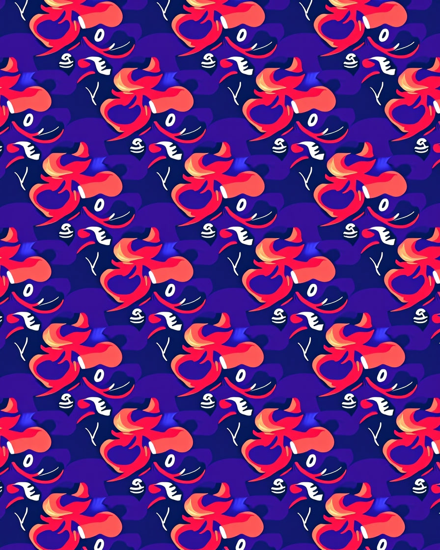 Vibrant Blue Red Abstract Swirl Rug