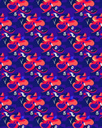 Vibrant Blue Red Abstract Swirl Rug