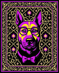 Vibrant Purple Yellow Canine Portrait Rug