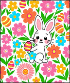 Happy Easter Bunny Floral Egg Rug