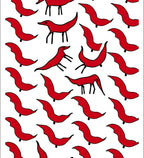 Red Whimsical Animals Scattered Rug