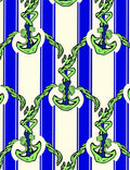 Nautical Green Anchor Blue Stripes Rug