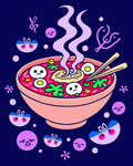 Cute Kawaii Noodle Bowl Characters Rug