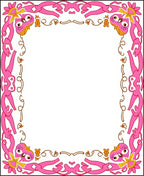 Pink Owl Floral Border Accent Rug