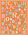 Whimsical Floral Alphabet Orange Rug