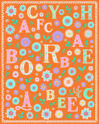 Whimsical Floral Alphabet Orange Rug