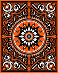 Bold Orange Starburst Medallion Rug