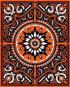 Bold Orange Starburst Medallion Rug