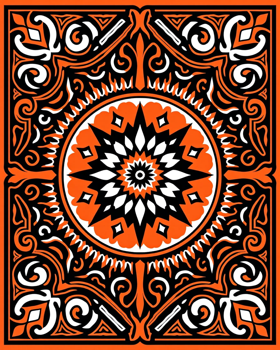 Bold Orange Starburst Medallion Rug